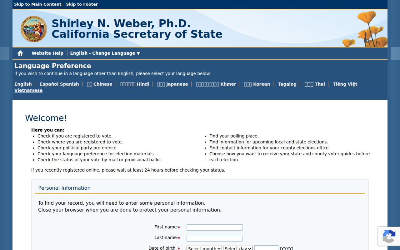 Lodi residents directory reference to California voter registration status