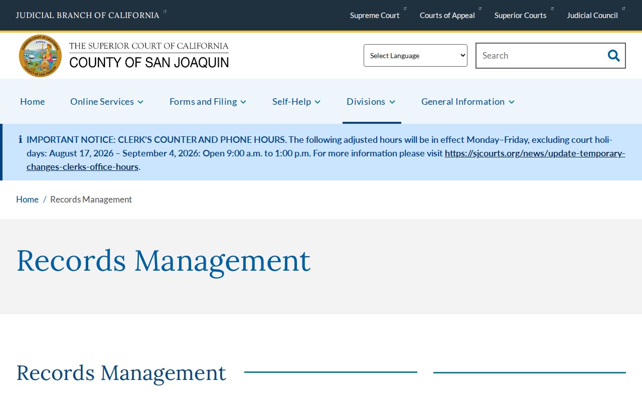 Lodi resident lookup view of Superior Court records access